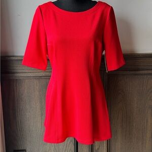 Julian Taylor Red Fitted Short Sleeve Blouse